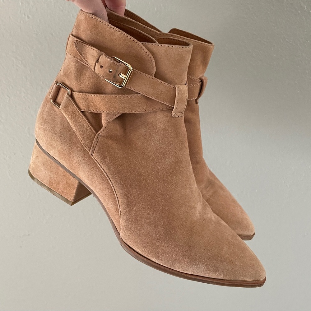 Jeffrey Campbell x Free People Continental Tan Suede Booties 7 Womens